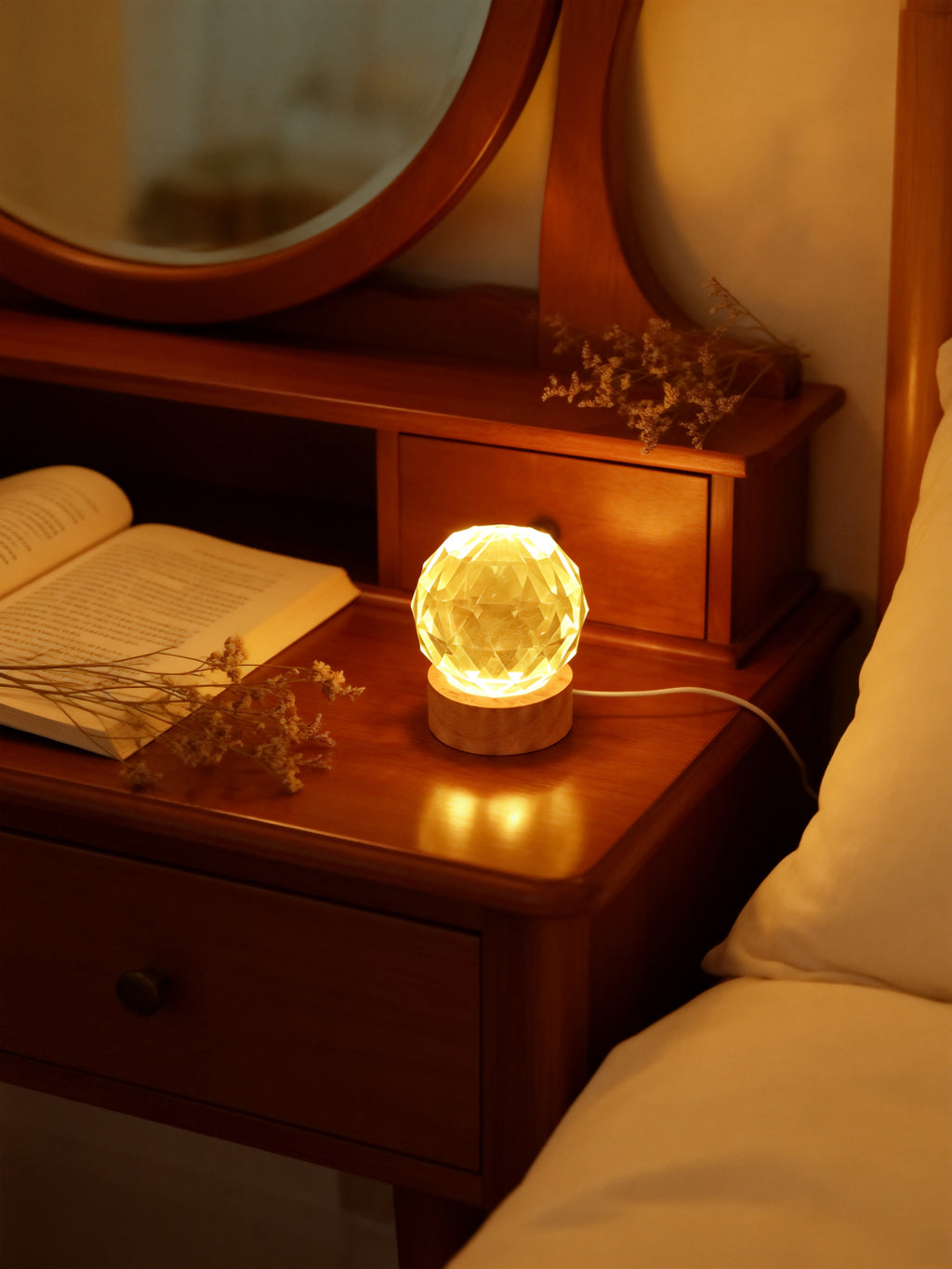 Stylish Crystal Glow Night Light / Elegant Crystal Accent Night Light