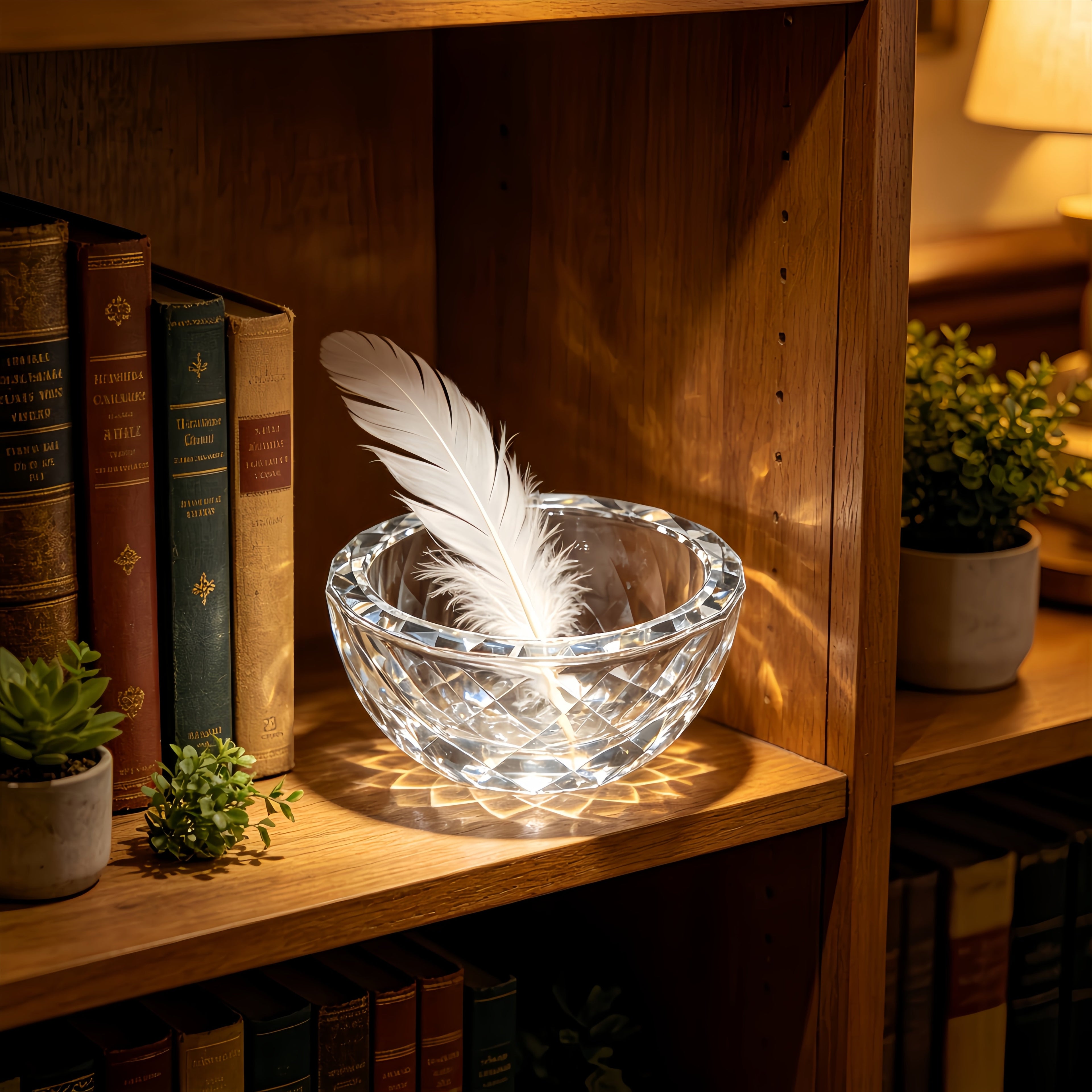 Diamond-Cut Faceted Crystal Glass Serving Bowl (Clear)