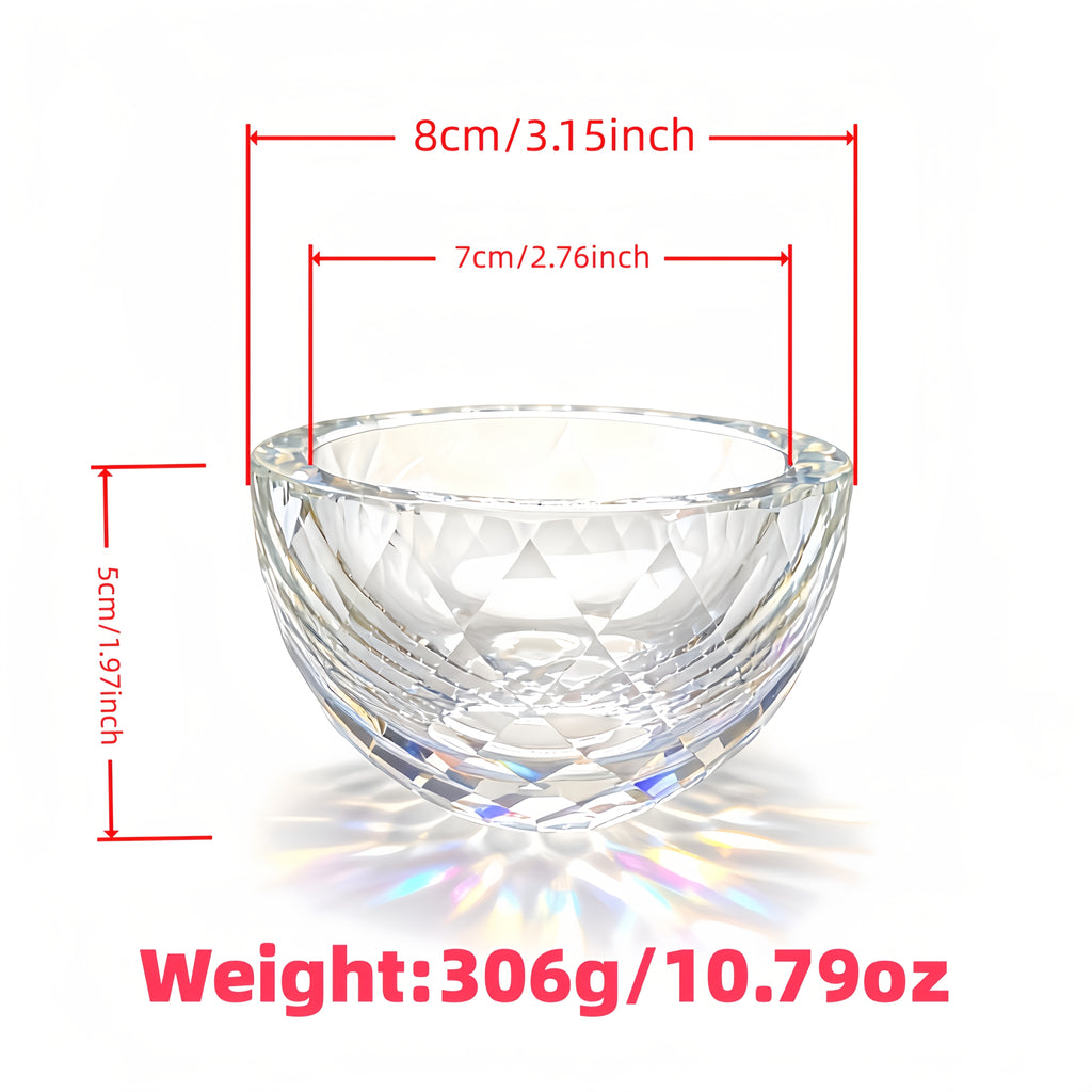 Diamond-Cut Faceted Crystal Glass Serving Bowl (Clear)