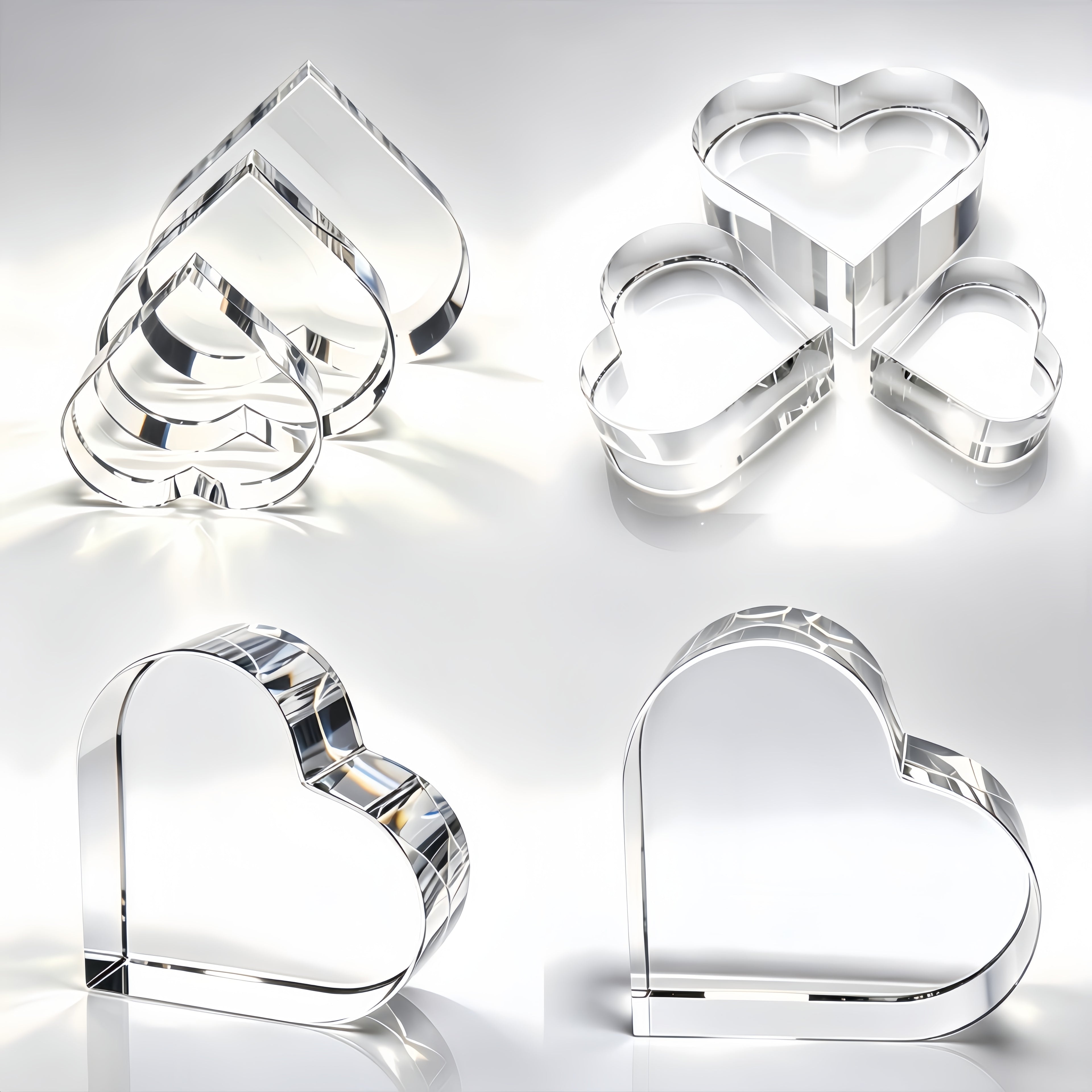 Crystal Love Heart Shape White Blank