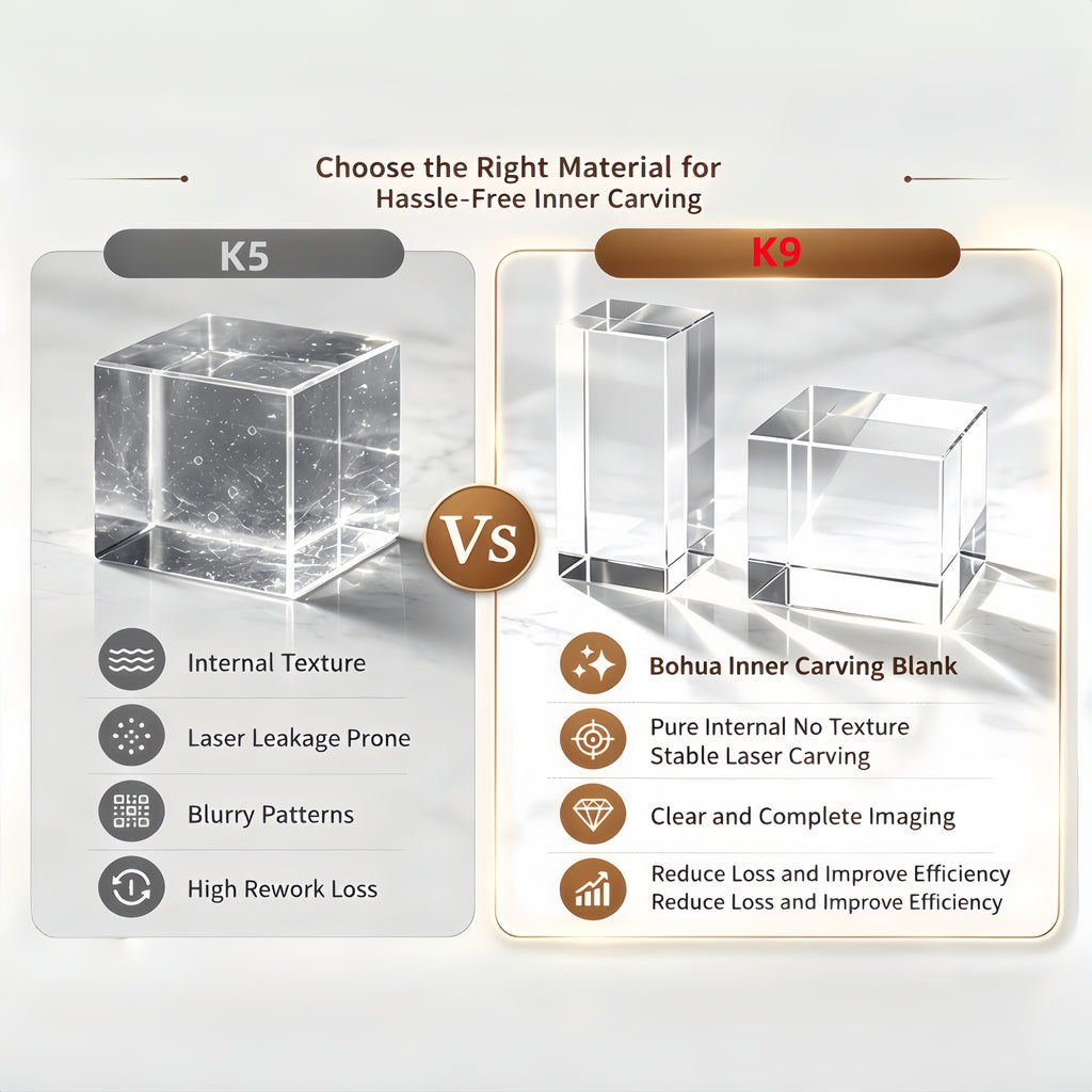 K9 Crystal Cube Blank – Premium 3D Laser Engraving Blank